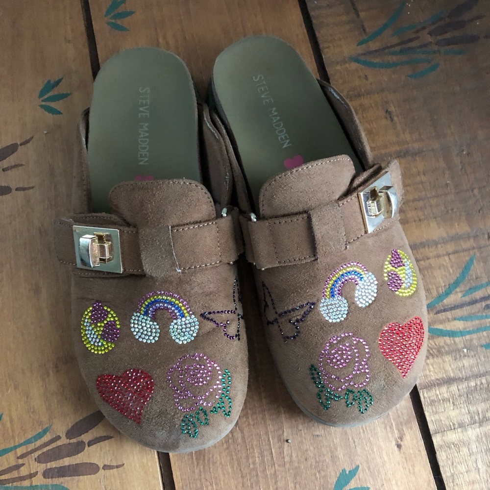 Steve Madden girls youth 1 sequins slip on open back clogs